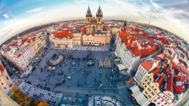 Çek Cumhuriyeti Prag Eski Şehir Meydanı Nda Yürüyen Insanların Zaman — Stok video