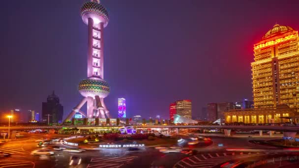 Caduco Tempo Traffic Jam Xangai Uma Interseção Estrada Movimentada China — Vídeo de Stock