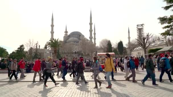 Estambul Turquía Marzo 2020 Pueblos Caminando Por Plaza Sultanahmet Frente — Vídeo de stock