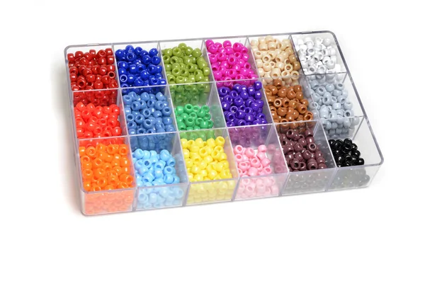 Colorful Beads in Bins for Creating Art Projects — Stock Photo, Image
