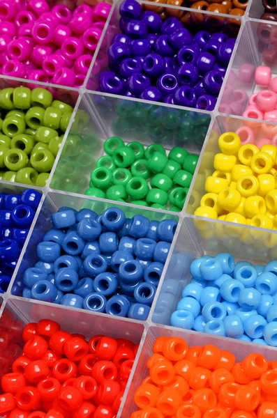 Colorful Beads in Bins for Creating Art Projects — Stock Photo, Image