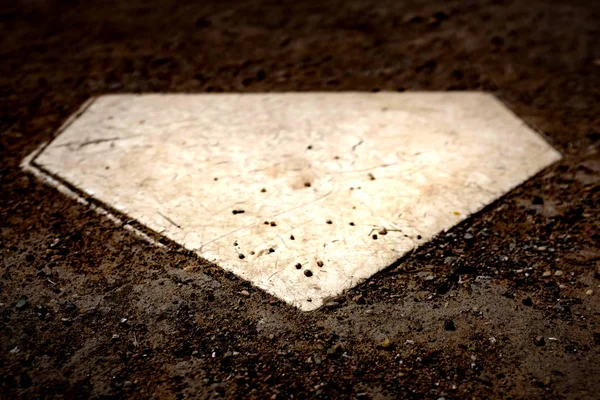 Homeplate Home Plate en Béisbol para Puntuación y Bateo — Foto de Stock