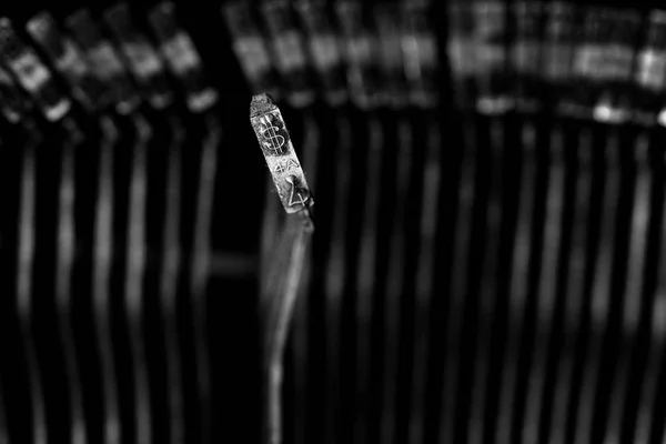 Old Typewriter Plates Strikers Hammers with letters and symbols — Stock Photo, Image