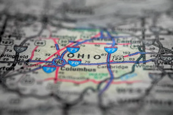 Mapa Vista Para Viajar a Ubicaciones y Destinos Ohio —  Fotos de Stock