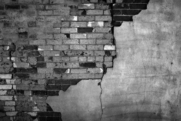 Old Wall with Bricks and Stucco Plaster Falling Apart Texture — Stock Photo, Image