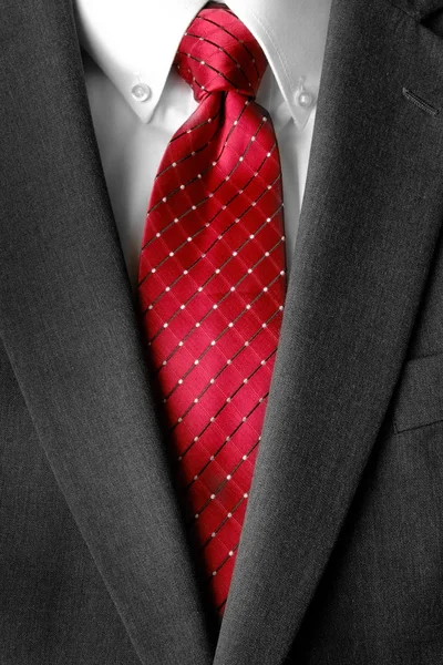 商务西装白衬衫系着红色领带正式穿时尚 — 图库照片