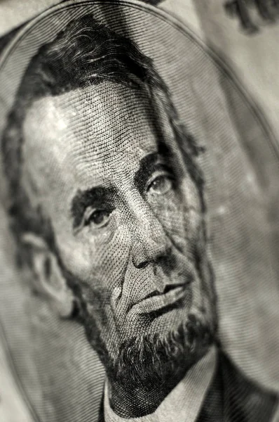 Close-up op vijf Dollar Bill — Stockfoto