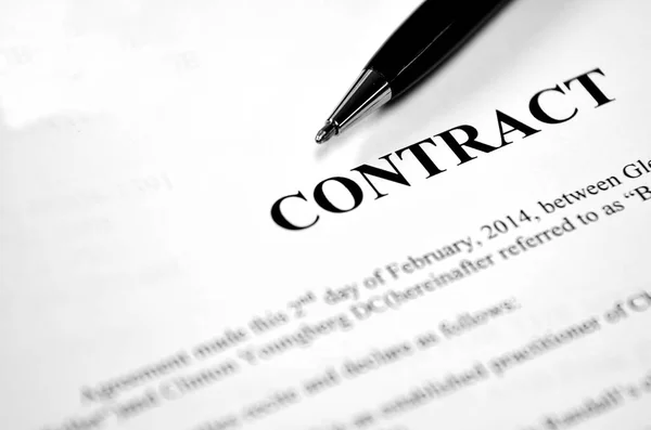 Contract on Paper with Black Pen — Stock Photo, Image