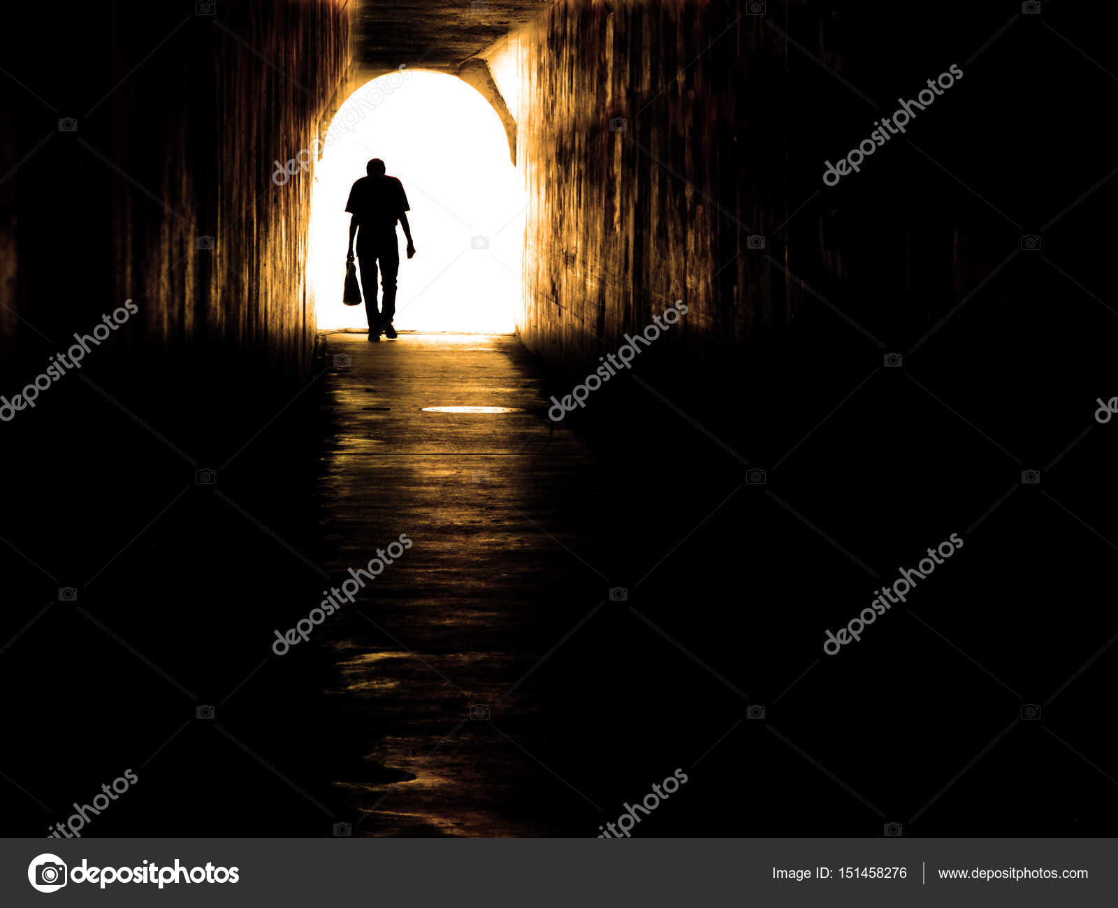Old Man Walking Through Tunnel — Stock Photo © eric1513 #151458276 Silhouette Man Walking Tunnel