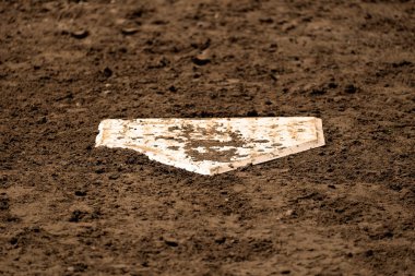 Baseball Home Plate on Field with Fresh Dirt clipart