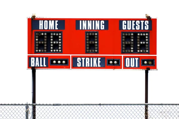 Red Baseball ScoreBoard for Game with Sky — Stock Photo, Image