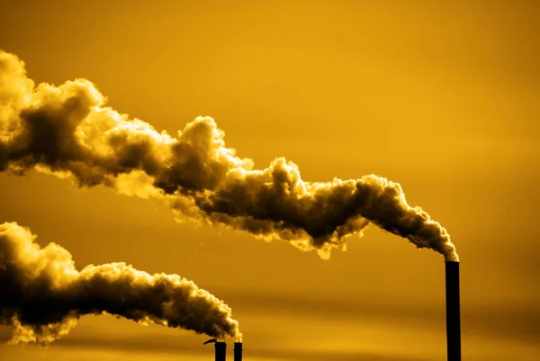 Pollution and Smoke from Chimneys of Factory or Power Plant — Stock Photo, Image