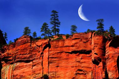 Red Rock Cliff yüz Zions Milli Park Utah vahşi dağ