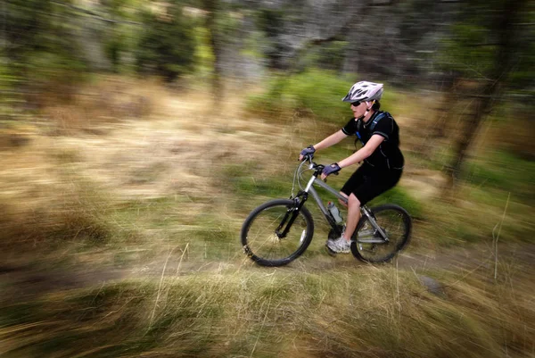 Girl Woman Mountain Biking — Stock Photo, Image