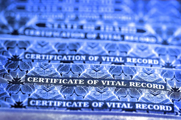 Certificate of Vital Records for Birth — Stock Photo, Image
