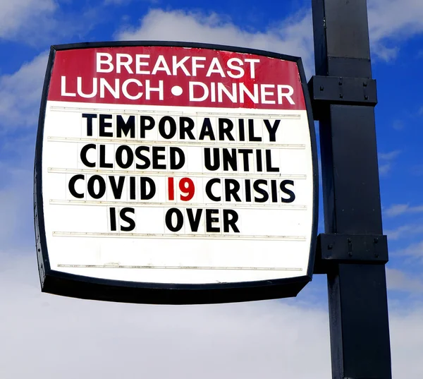 Diner Restaurant Closed Sign Covid Crisis Corona Virus Covid19 C19 — Stock Photo, Image