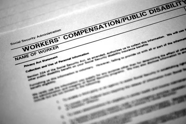 Werknemers Compensatie Formulieren Gewond Het Werk Zoek Naar Hulp — Stockfoto