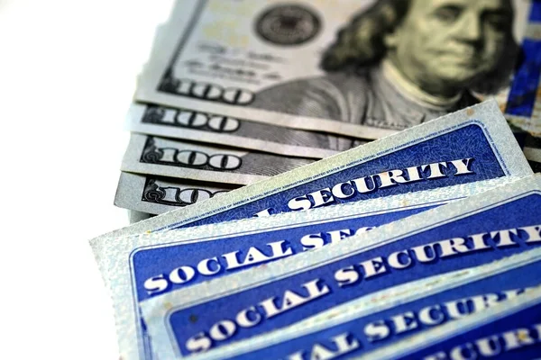 Társadalombiztosítási Kártyák Azonosításhoz Nyugdíjazáshoz Usa — Stock Fotó