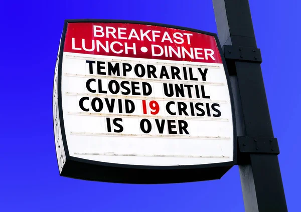 Covid Coronavirus Karantina Altındaki Restoran Yemekleri Restoranını Kapattı — Stok fotoğraf