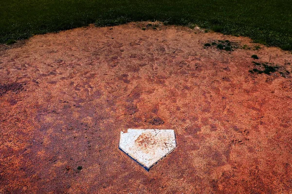 Baseball Home Teller Homeplate Einem Ballfeld Für Sportliche Wettbewerbe — Stockfoto