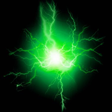 Patlayan yıldırım elektrik enerjisi yeşil saf güç