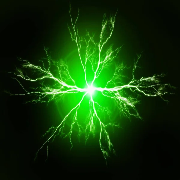 Esplosione Energia Pura Elettricità Verde Buio — Foto Stock