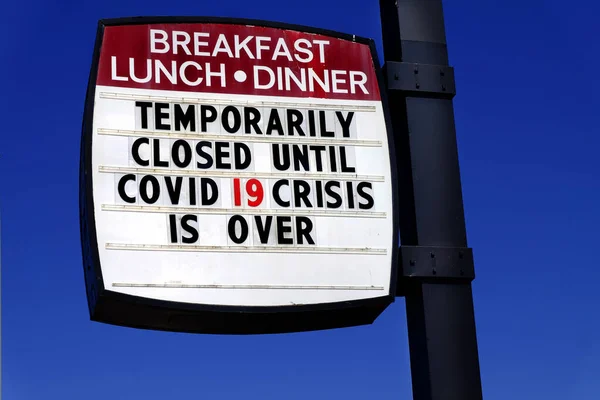 Covid Coronavirus Κλειστό Εστιατόριο Επιχειρήσεων Τροφίμων Τραπεζαρία Υπό Καραντίνα — Φωτογραφία Αρχείου