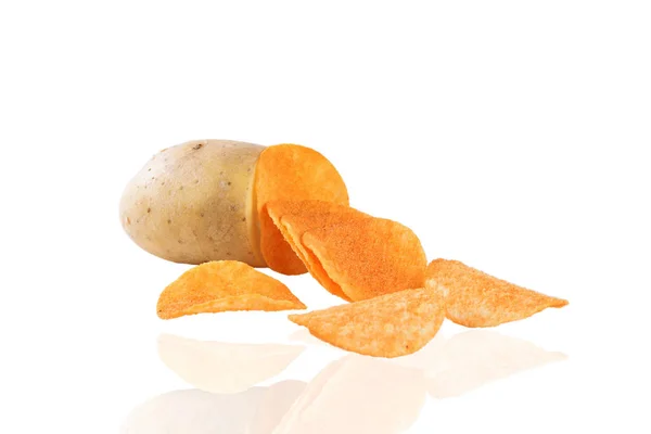 Potato crisps, chips, in the white background — Stock Photo, Image