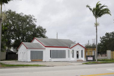 Buildings boarded up for hurricane Matthew clipart