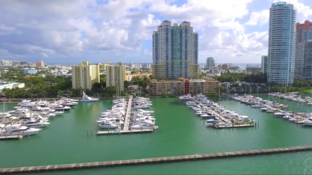 Антенна Майами-Бич Марина 4k — стоковое видео
