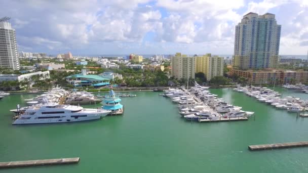 Flyg Miami Beach Marina 4k — Stockvideo