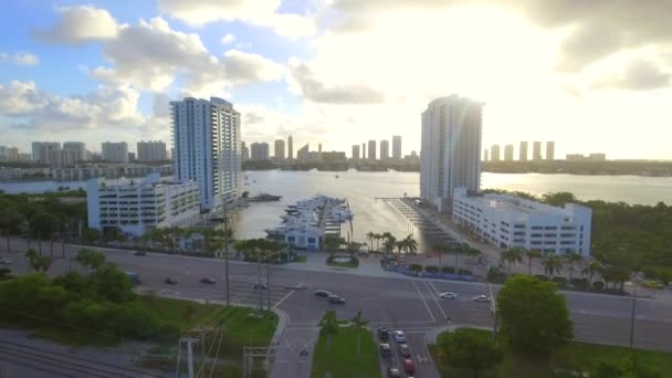 Luftbild Yachthafen Palmen Baustelle — Stockvideo