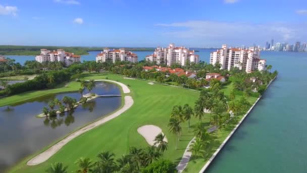 Fisher Island realty luchtfoto video — Stockvideo