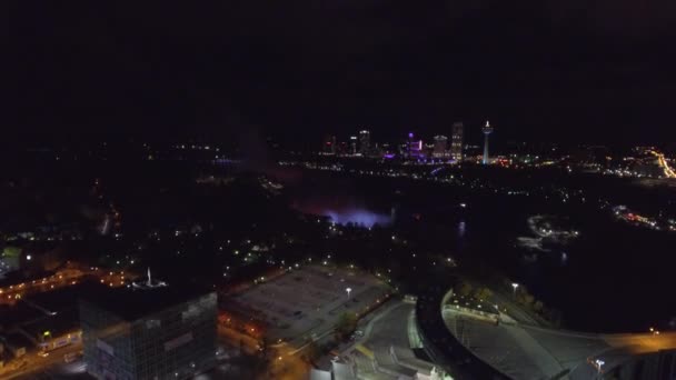 Cataratas aéreas del Niágara por la noche — Vídeo de stock