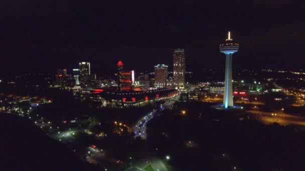 Filmagem aérea da noite com vistas do Canadá e dos EUA — Vídeo de Stock