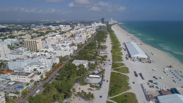 Letecký snímek Miami Beach Ocean Drive — Stock fotografie