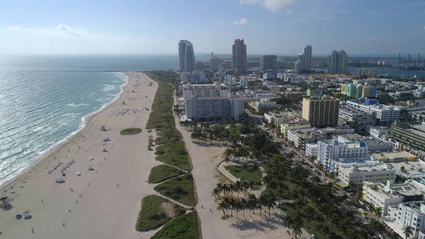 Letecký snímek Miami Beach Ocean Drive — Stock fotografie