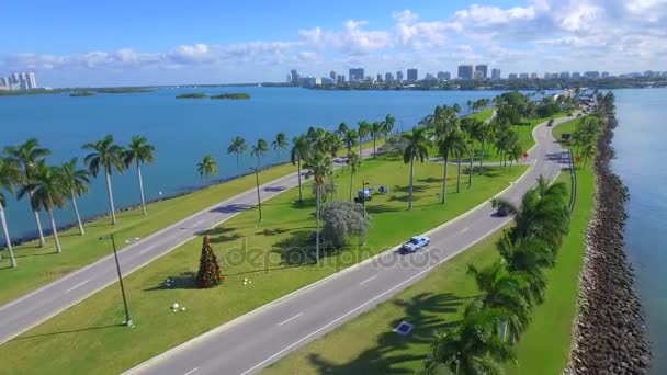 Letecká široká hráz Miami Beach — Stock video
