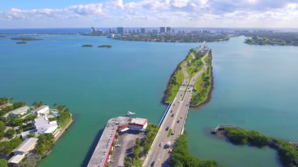 Légi széles Causeway Miami Beach — Stock videók