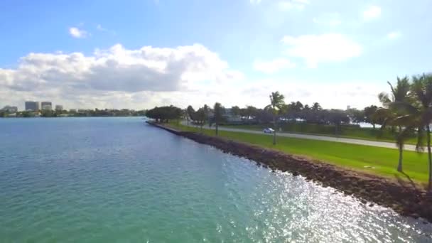 Aerial Broad Causeway Miami Beach — Stock Video