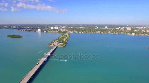 Causeway vasta aerea Miami Beach — Video Stock