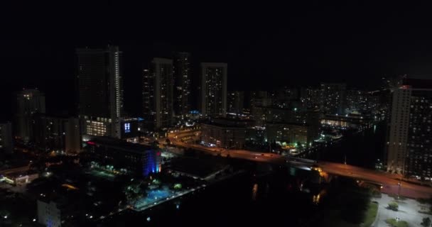 Aerea notte hallandale 4k — Video Stock