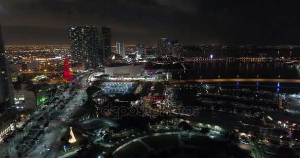 空中的夜晚视频迈阿密市区 — 图库视频影像