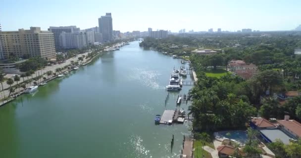 Luchtfoto video Miami Beach Indian Creek 4k 60p — Stockvideo