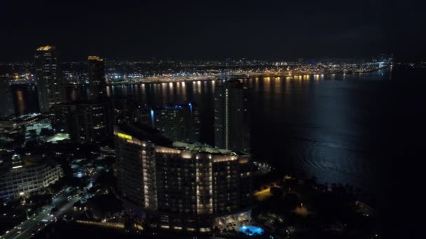 Gece 4k hava video Brickell 60p — Stok video