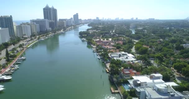 Indian Creek Miami Beach aerial video — Stock Video