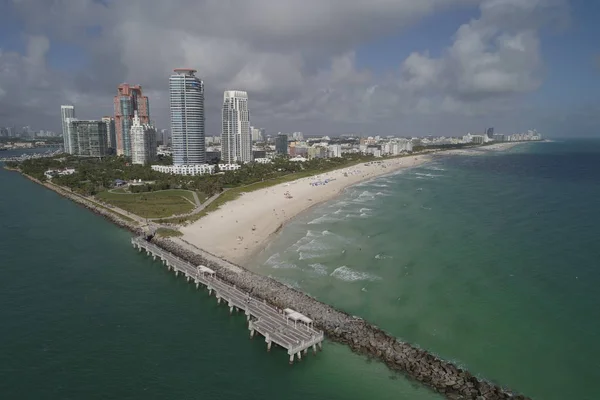 Letecký snímek South Pointe Miami Beach — Stock fotografie