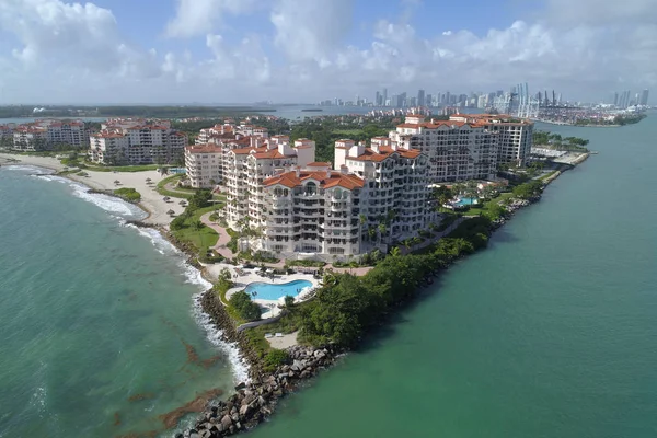 Letecký snímek Fisher Island — Stock fotografie