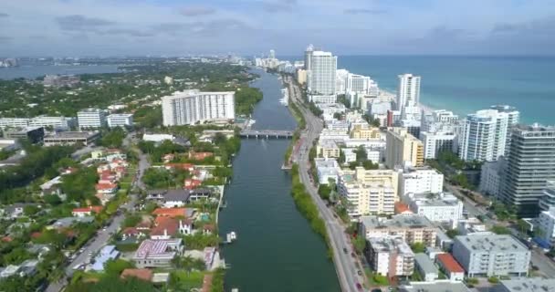 Luftbild von Küstenimmobilien in Miami Beach
