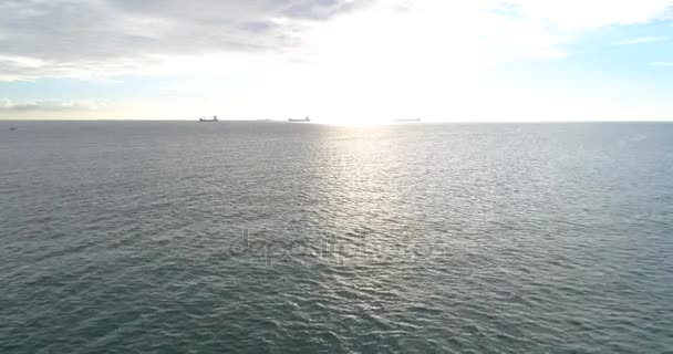Повітряне відео з берегових вантажних і нафтових танкерів — стокове відео